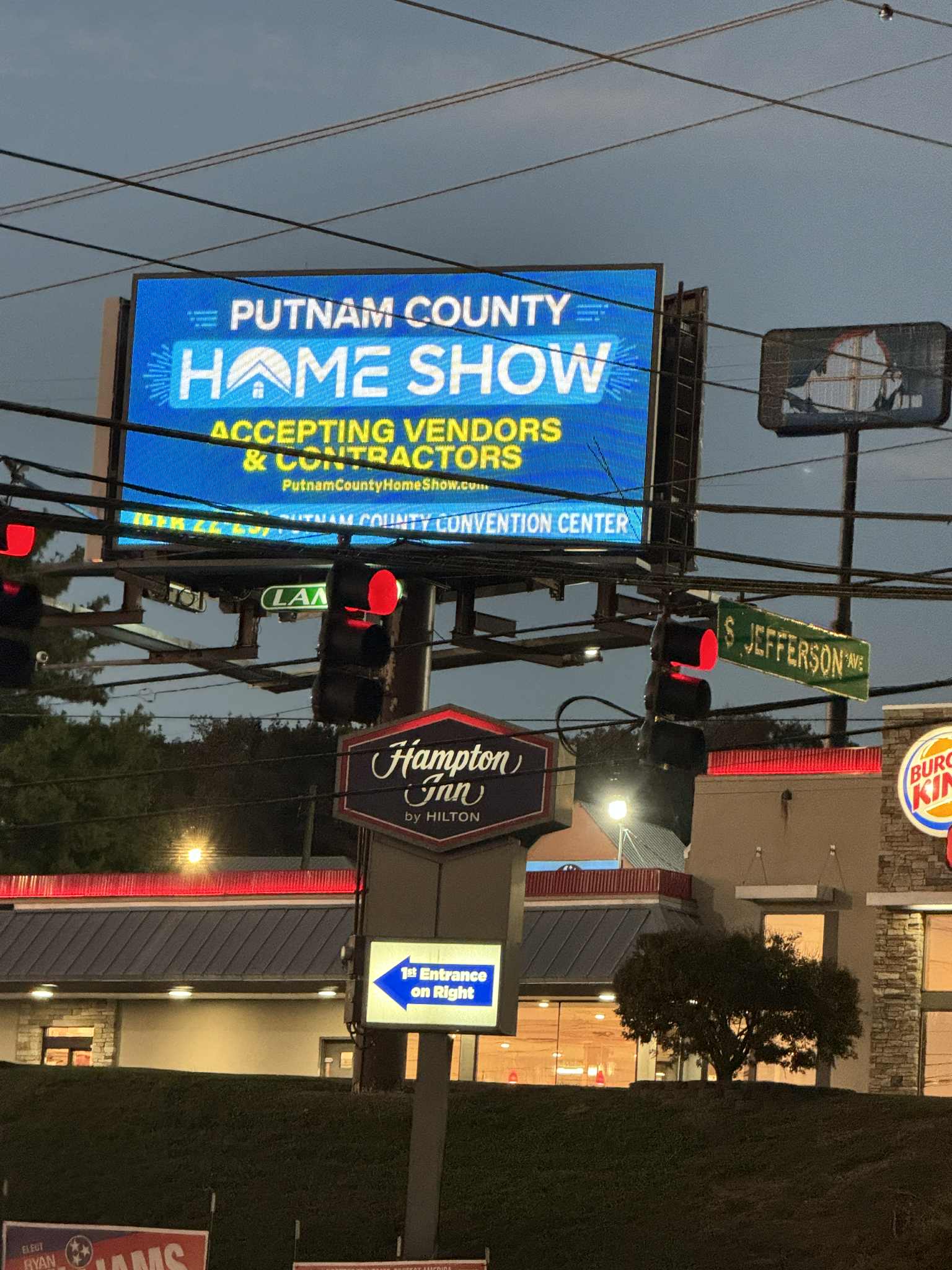 Putnam County Home Show digital billboard at night