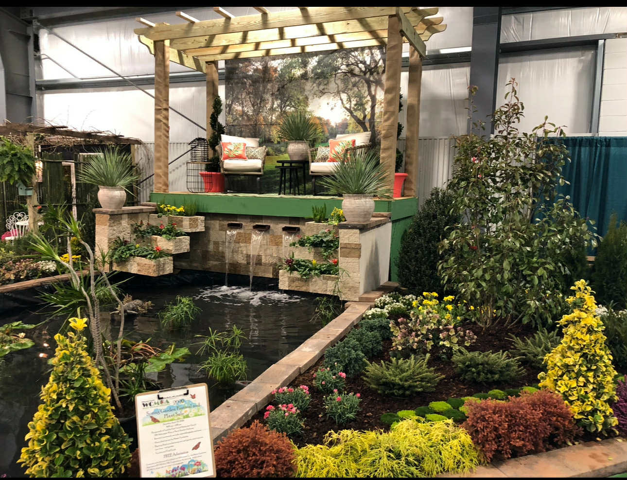 A garden and landscaping display at the home show