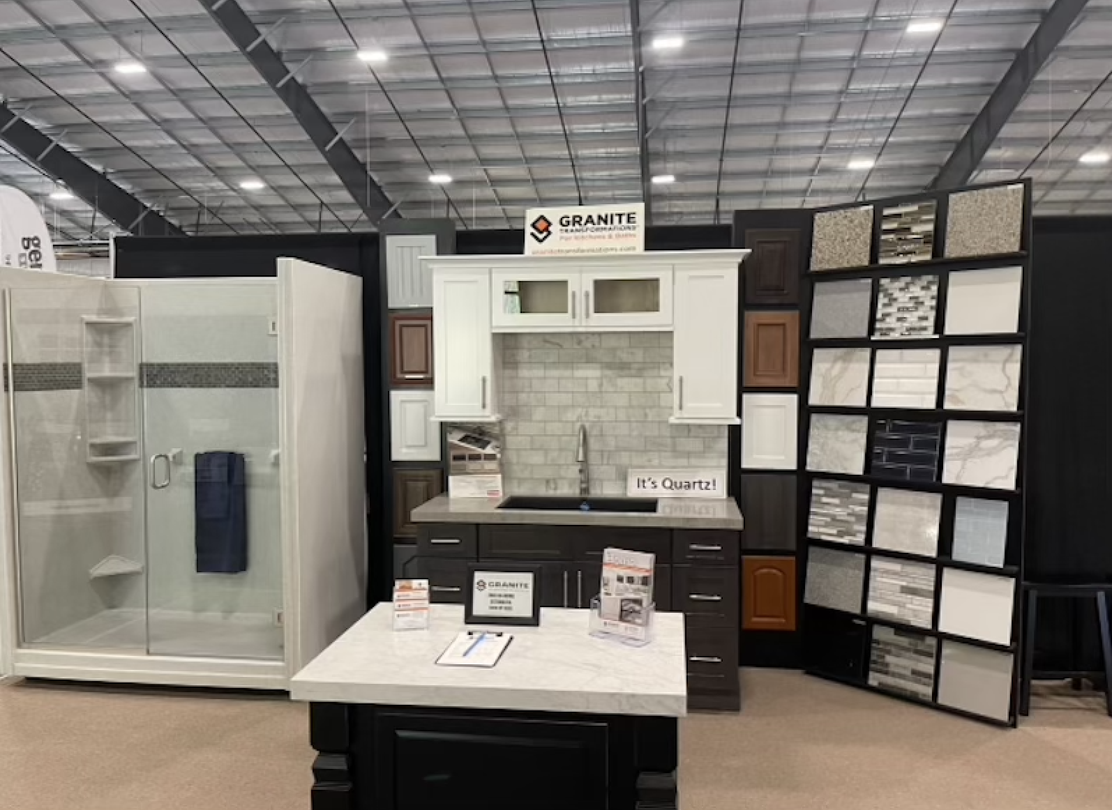 Kitchen, bath, and finish samples displayed together