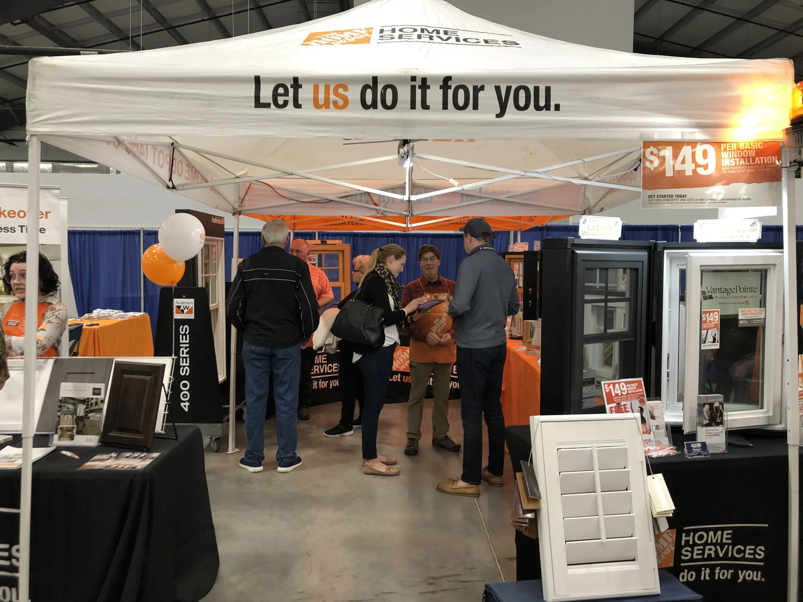 Visitors exploring full-size window products